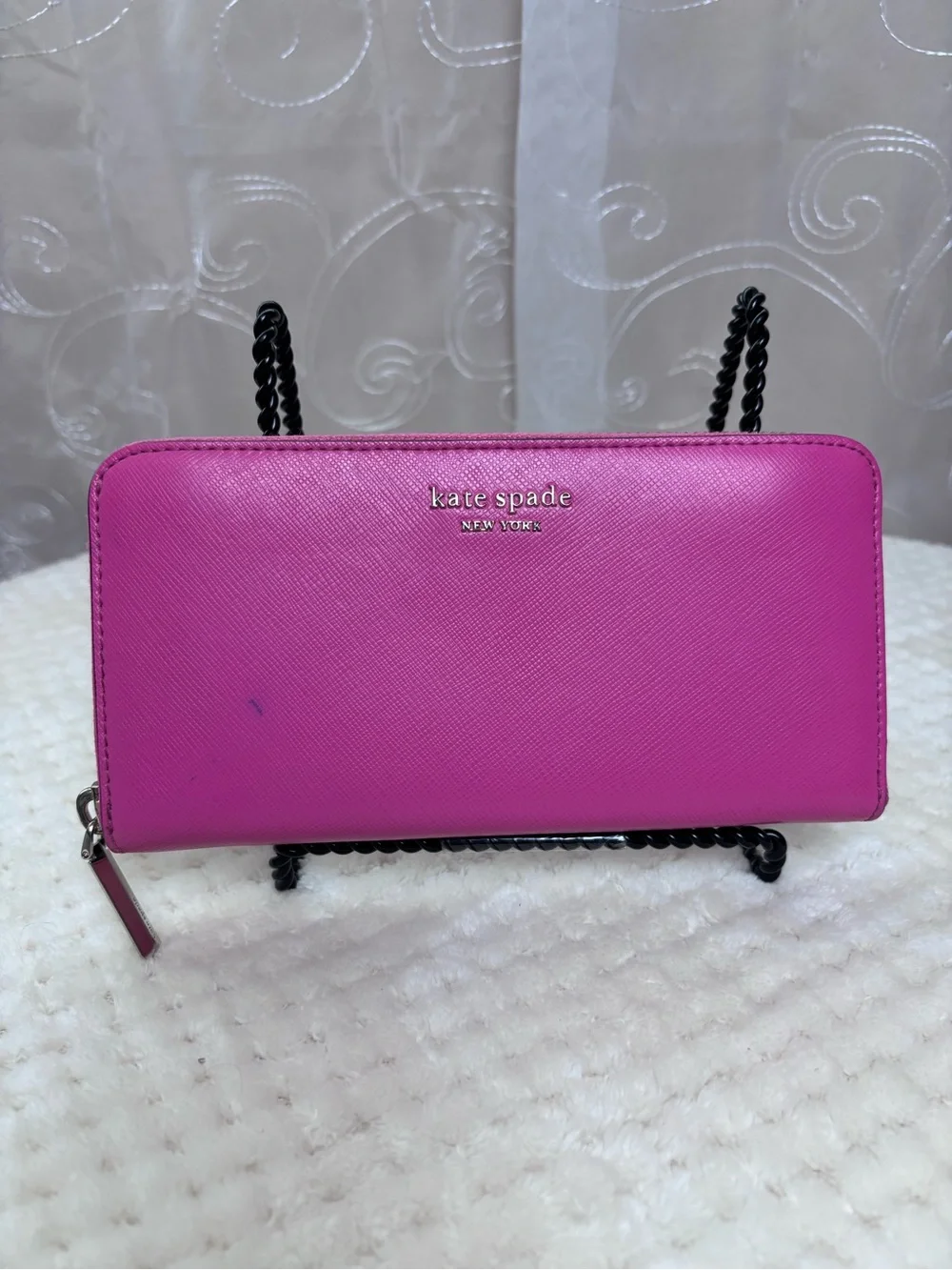 Kate Spade Vibrant Hot Pink Zip Around Continental Wallet